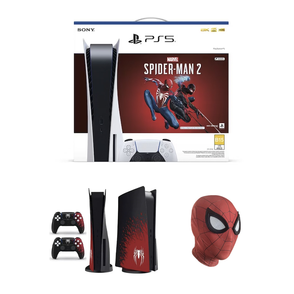 Consola Playstation 5, PS5, Spiderman 2, Carcasa, Mascara